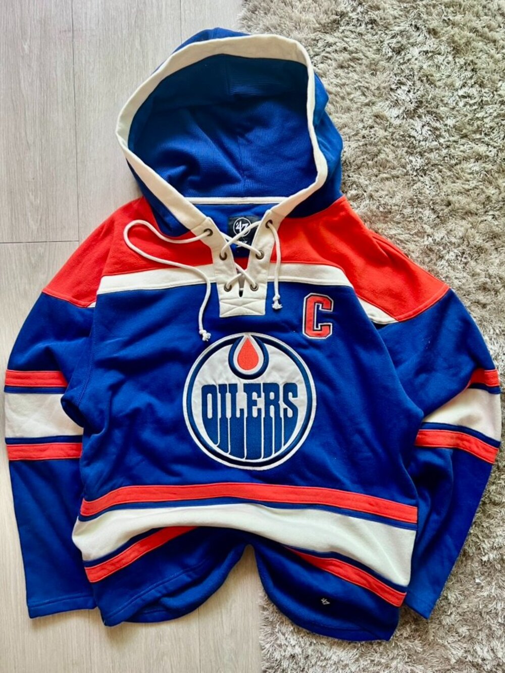 Rare Edmonton Oilers Gretzky #99 Men’s Medium Embroidered Hoodie Hockey Jersey